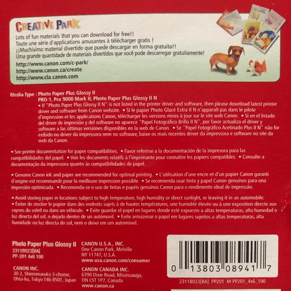 Canon photo print Photo Paper Plus Glossy II 4"x6" size - opeded box - Picture 3 of 3